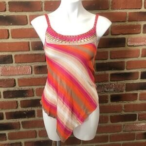 Pink Crochet Knit Tank Top sz S